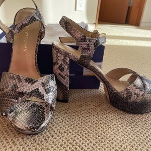 NIB Stuart Weitzman Soliesse Snakeskin Sandal Platforms